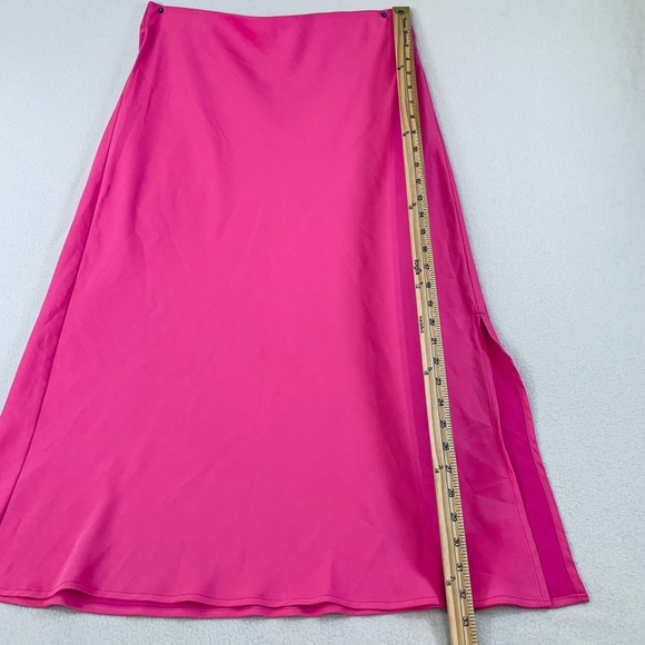 A New Day Women's Size M Pink Pull on Elastic Waist Maxi Skirt Side Slit - Picture 7 of 7